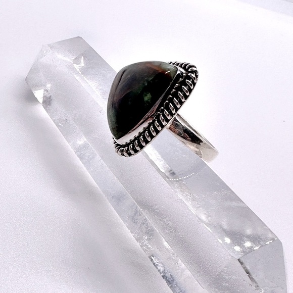 STERLING Silver National Turkish Rainforest Chrysocolla Ring - Picture 3 of 6